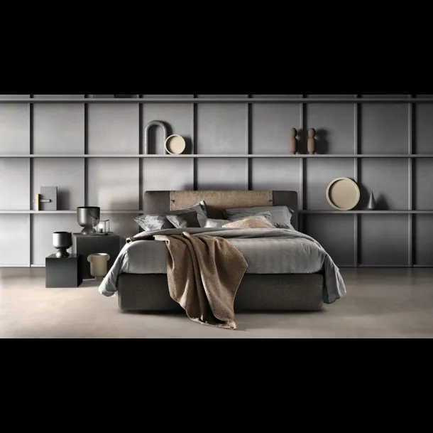 Letto con testiera in tessuto imbottito Button di Bside