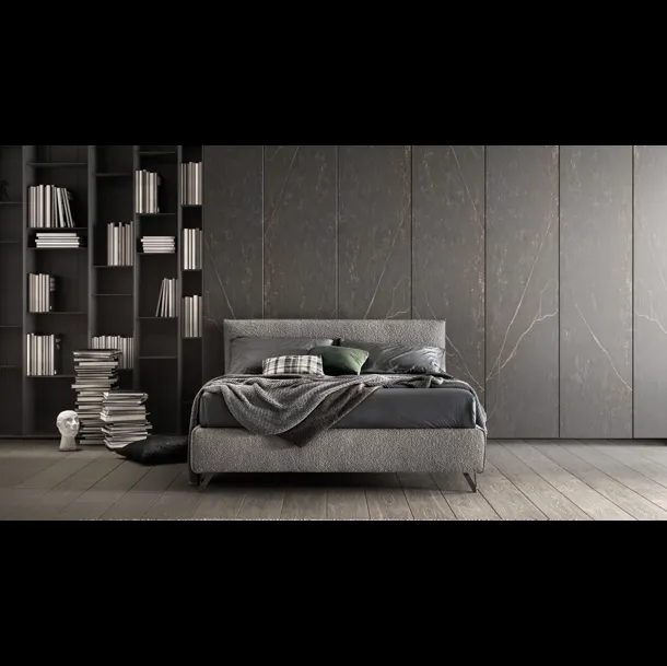 Letto con struttura in legno imbottita e rivestita in tessuto Good di Bside