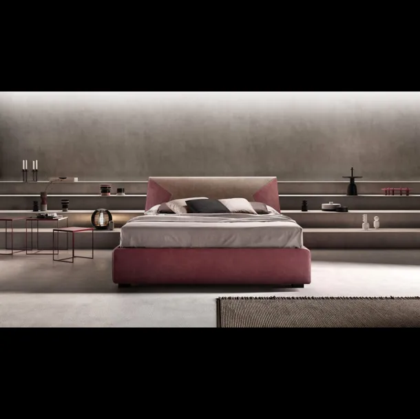 Letto in tessuto imbottito con testiera JS di Bside