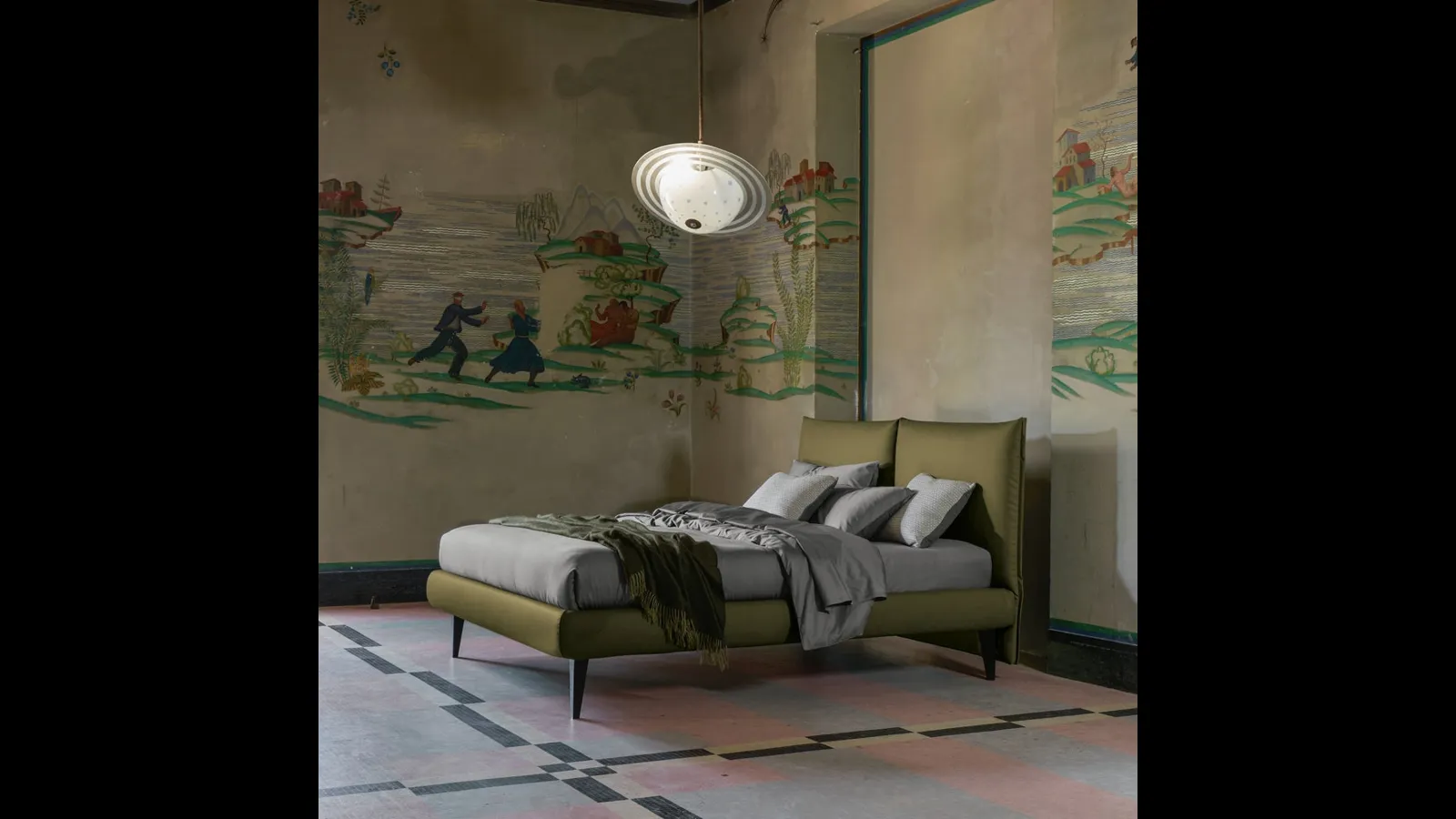 Letto Frank in tessuto imbottito di Dorelan Letti