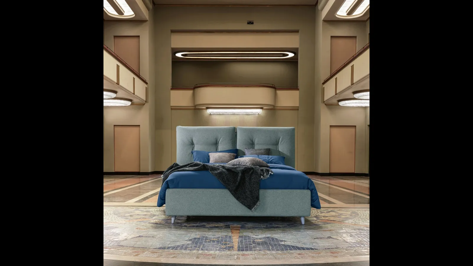 Letto Luke in tessuto imbottito di Dorelan Letti