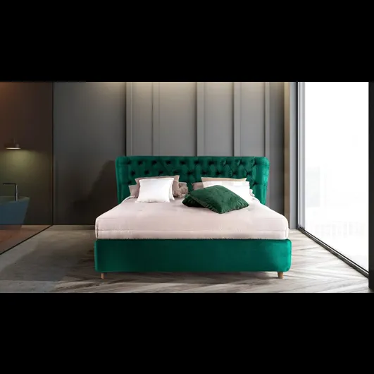 Letto Pienza in velluto imbottito e trapuntato di Noi della Notte