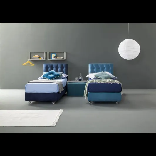 Letto singolo in tessuto imbottito con testiera trapuntata Aster di Bside