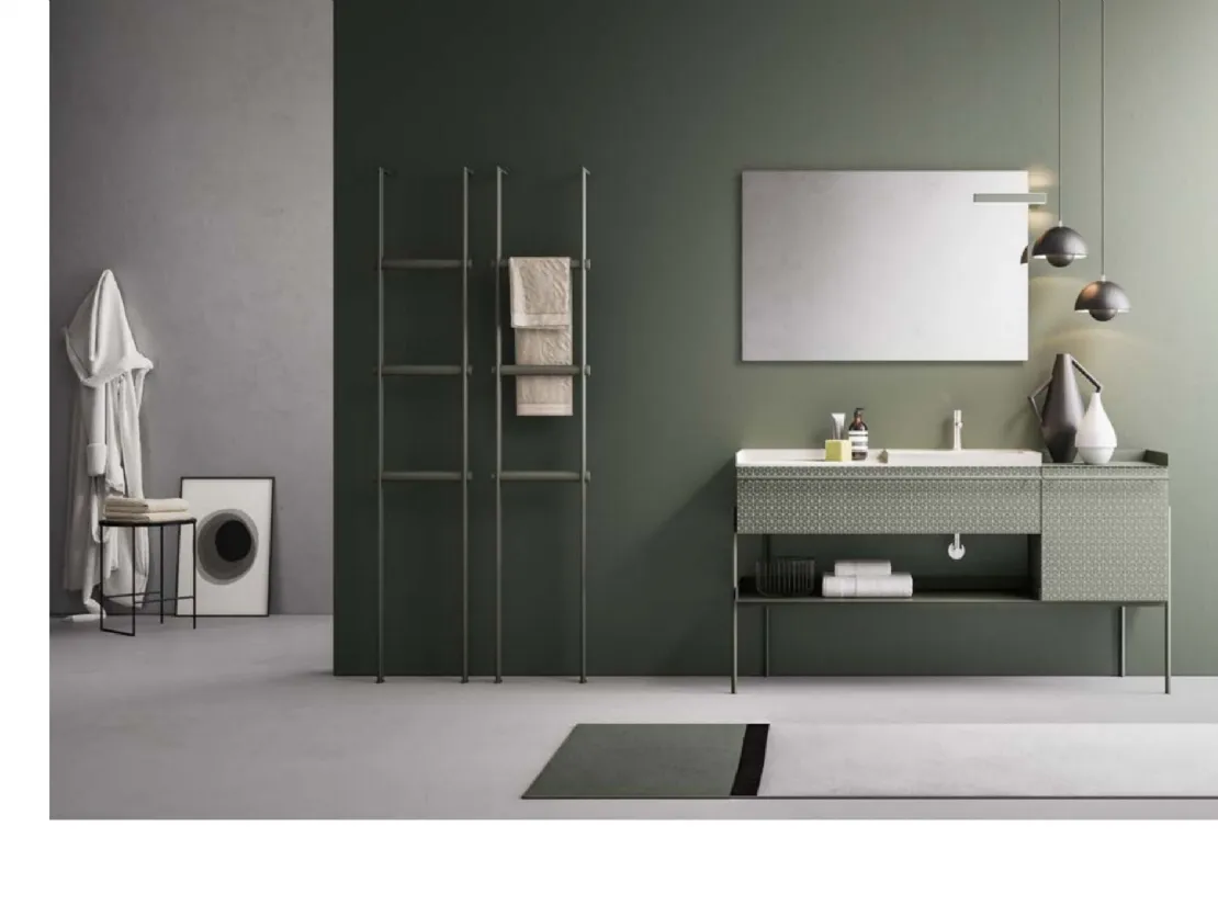 Mobile da Bagno con serigrafia ad esagoni Industrial Gray Forest di Ardeco