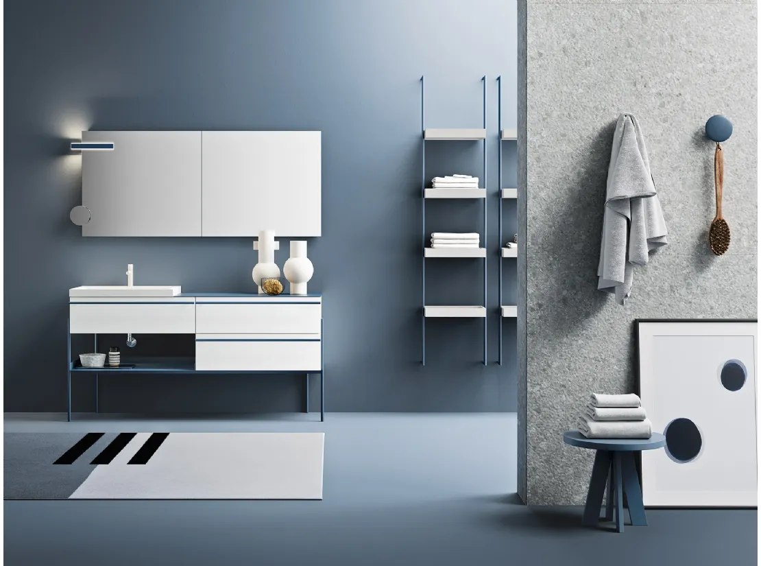 Mobile da Bagno in laccato opaco con piedini in metallo Industrial Blue Whale di Ardeco