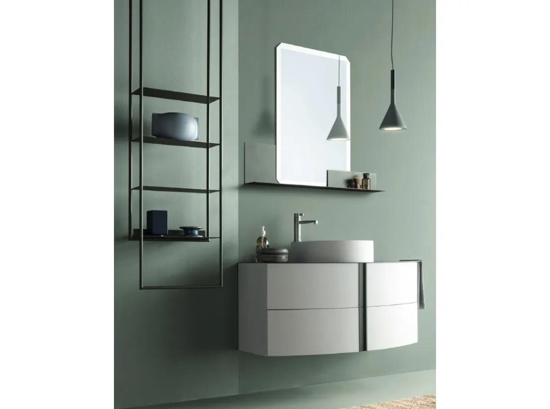 Mobile da Bagno in laccato opaco con porta asciugamani integrato Round Natural Vibes di Ardeco