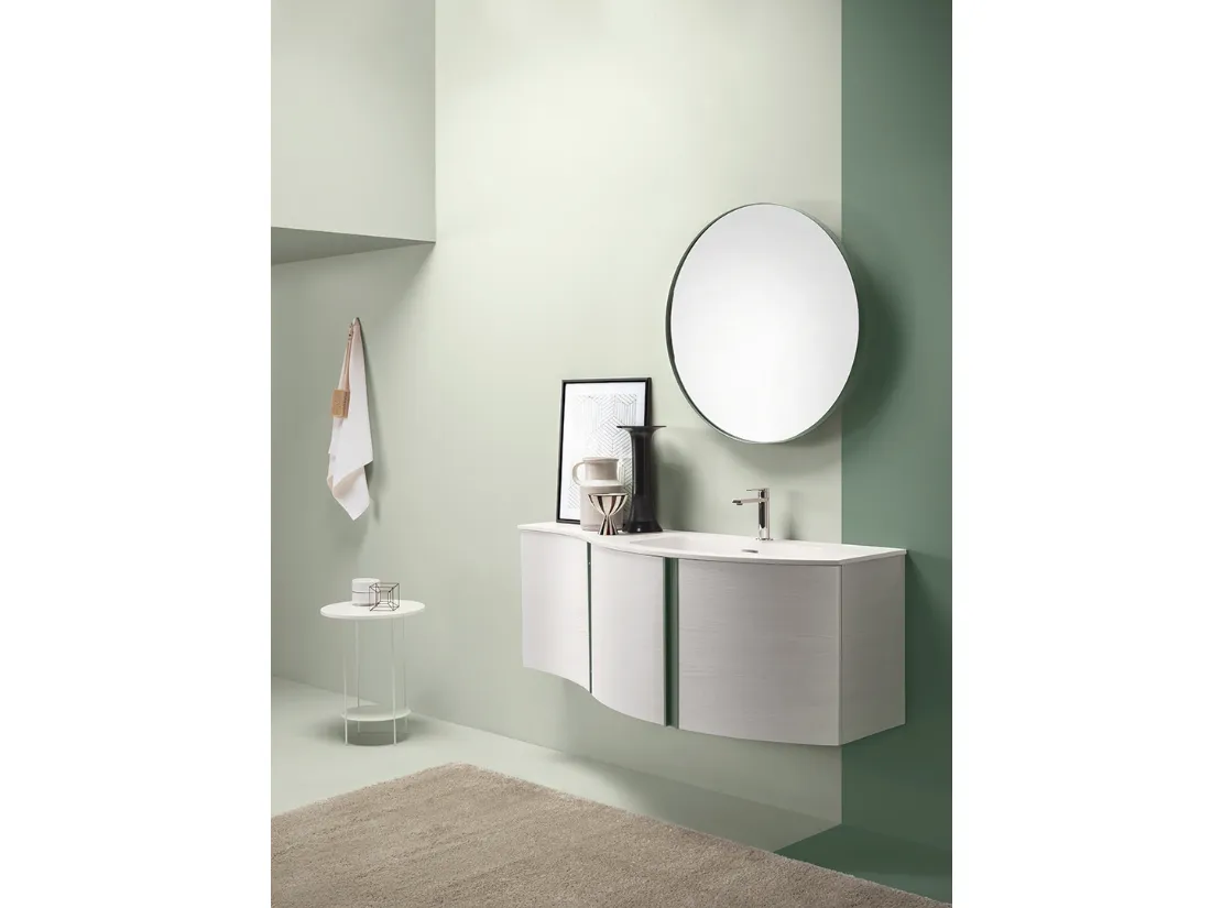 Mobile da Bagno in laccato Bianco opaco con top in Mineralmarmo Round 09 White Obsession di Ardeco