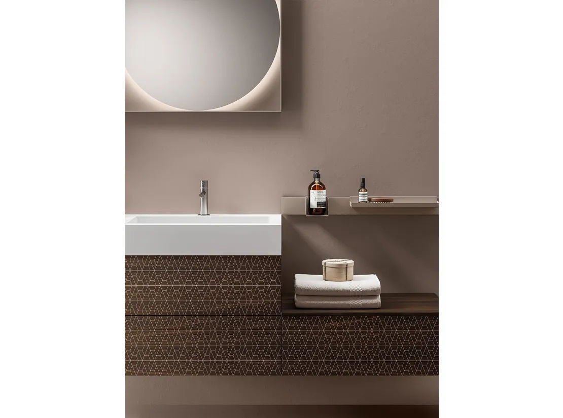 Mobile da Bagno sospeso in melaminico con serigrafia Vintage 02 Natural Inspiration di Ardeco