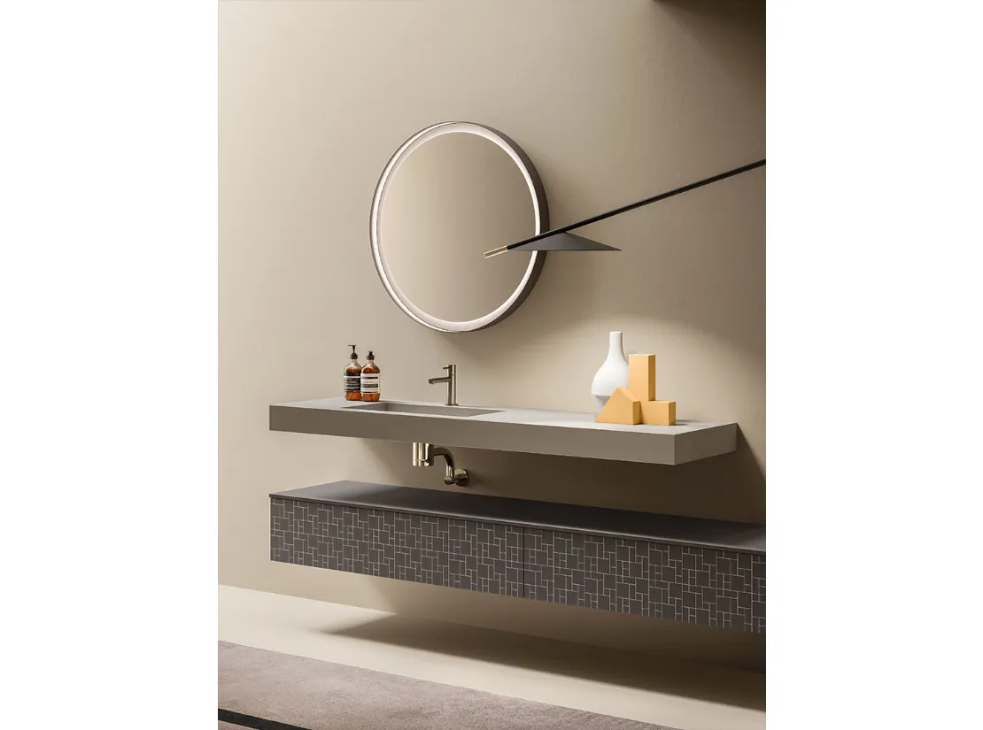 Mobile da Bagno in laccato piombo opaco con serigrafia Vintage 10 Warm Sensation di Ardeco