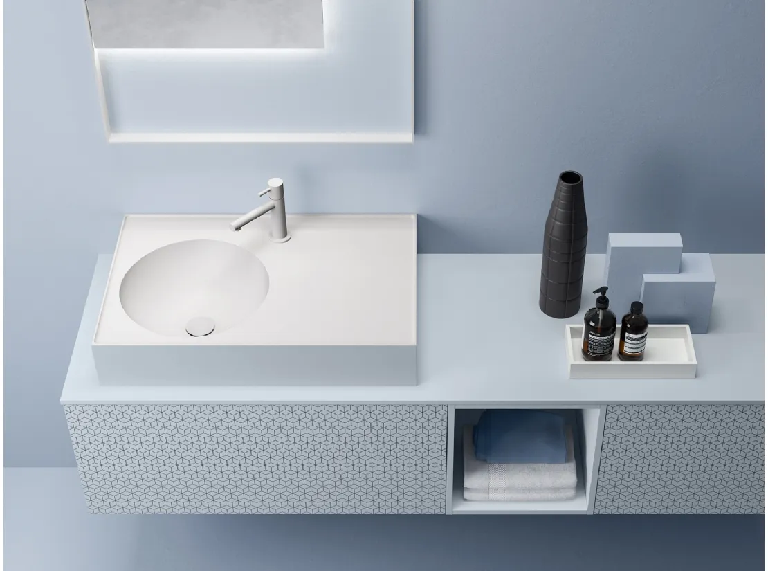Mobile da Bagno in laccato opaco con serigrafia a esagoni Antracite Vintage 11 Nordic Dream di Ardeco