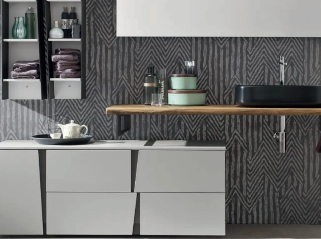 Mobile da Bagno in laccato, metallo e legno Wector 09 di Ardeco