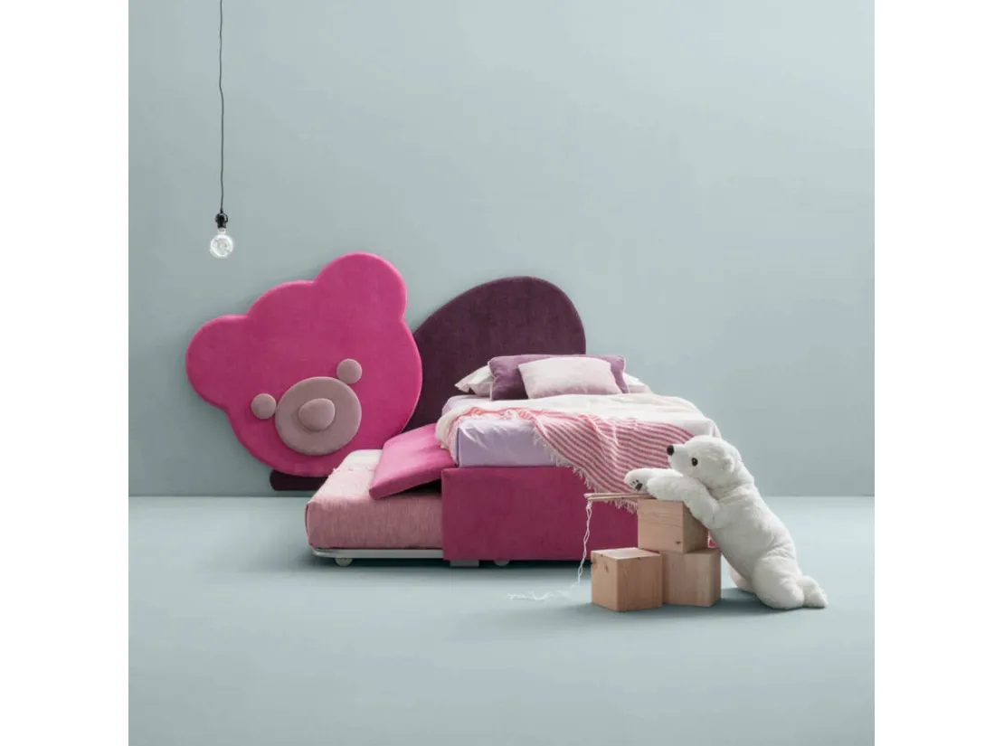 Letto singolo per bambini, in tessuto con letto estraibile Ted di Bside